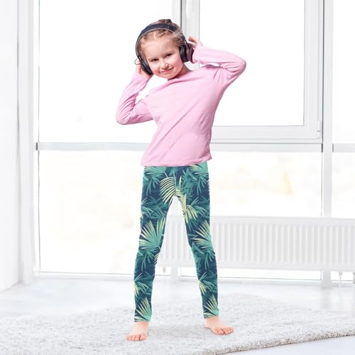 Tropical Palm Leaves Fern Leaf Emerald Kids Baby Girls Basic Leggings Fashion High Waisted Pants Gym4