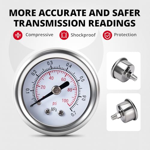 EVIL ENERGY 30-70psi Adjustable EFI Fuel Pressure Regulator Bypass Return Kit Universal with Pressure Gauge and 6AN ORB Adapter Aluminium Black&Red