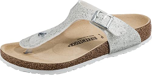 Image of Birkenstock Gizeh Birko Flor Kids Cosmic Sparkle White Sandals-EU 31, White, 13 UK Child Narrow