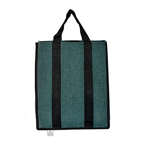 Image of Small Heavy Duty Canvas Grocery Bag (Thela) | Reusable Shopping Tote Bag for Vegetables, Groceries & Lunch Carry | Durable Cloth Market Bag with Strong Handles, Daily Use| 12 x 5.5 x 14.5 Inches