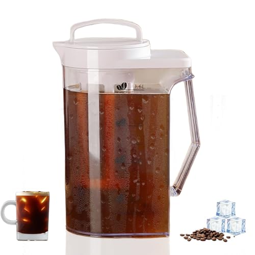 Image of Supvox Cold Brew Coffee Maker 1.6L Glass Kettle with Detachable Mesh Strainer, Leak-Proof Lid, V-Spout Nozzle, and Ergonomic Handle for Cold Brew Coffee, Tea, and Fruit Infusion Drinks