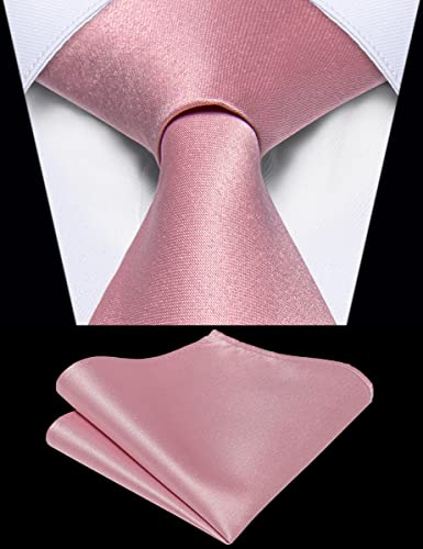 Image of YourTies Zipper Tie for Men Adjustable Pre-tied Satin Neckties and Pocket Square Set Solid Color Business Formal Wedding