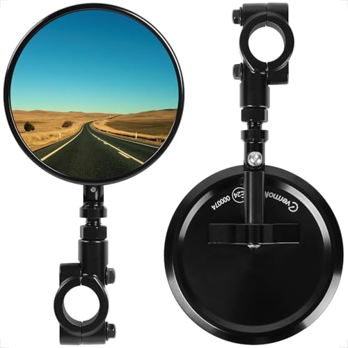 evermotor Motorradspiegel, Motorrad Spiegel E-geprüft – Ø95mm CNC Aluminium Lenkerendenspiegel, 360° verstellbar, für Ø22mm Lenker, kompatibal mit Scooter, Roller, ATV, Moped (Paar)