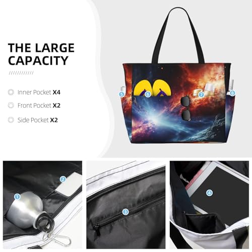 Beach Bags For Women Large Waterproof Sandproof Beach Tote Bag Lightweight Zipper Carry On Bag Outer Space Stars Pool Bag For Gym Travel Vocation3