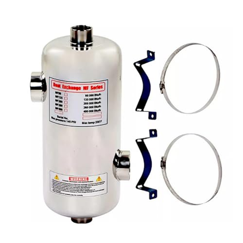 LeTkingok 304 Stainless Steel Pool Heat Exchanger for Spa Solar Pool Heating Swimming Pool Heater 40W MF 135