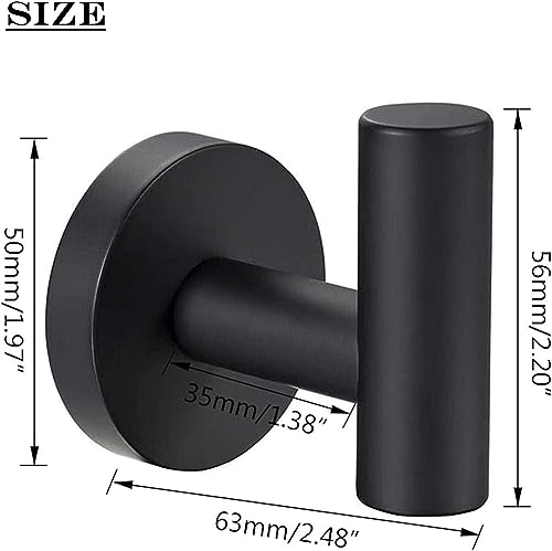 QNIIAED 4 Pcs Bathroom Towel Hook,Screw in Metal Coat Robe Hook SUS 304 Stainless Steel Heavy Duty Wall Door Hanger for Bathroom Kitchen Garage Home Hotel Office(Black) - Image 2