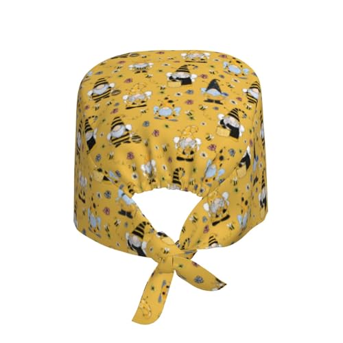 Image of Working Cap Scrub Cap with Sweatband Adjustable Unisex Tie Back Hat for Cleaning Farm Nursing