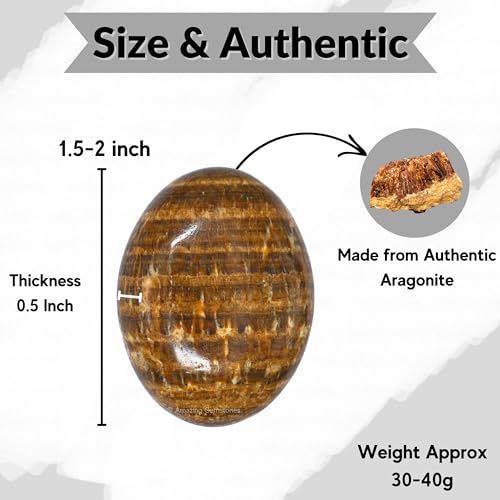 Image of Amazing Gemstone Aragonite Crystals and Healing Stones - Large Palm Stone Crystals Piedra - Crystal for Good Luck, Balanced Positive Energy, Meditation - Unique Stocking Stuffers Gifts for Women, Men
