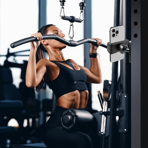 Image of Magnetic Phone Holder for Gym- 360 Adjustable Strong Magnet Phone Mount for Video Recording, Compatible with iPhone, Android, All Smartphones, Gym Accessories for Men& Women