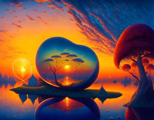 Toile murale couchers de soleil dans des bulles CekOck 50x70cm