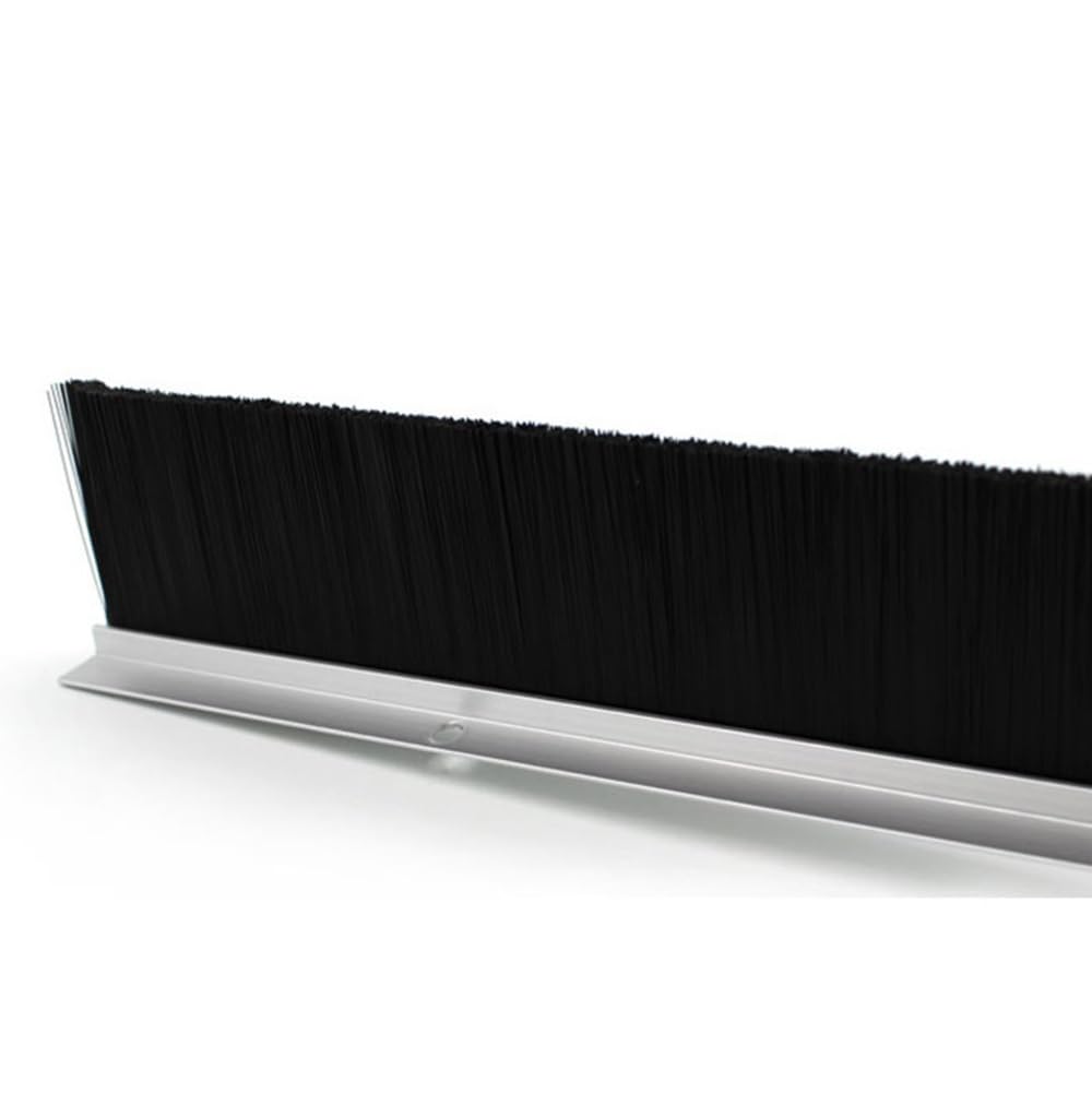 Cepillo de puerta de aluminio de 39 pulgadas, sello de burlete y tapón de corrientes de aire para puertas exteriores e interiores, cepillo de 1.2 pulgadas (negro) - Barrera eficaz contra el ruido y el