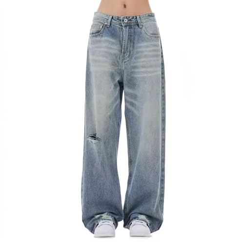Low Rise Baggy Jeans for Women Vintage Y2k Straight Wide Leg Ripped Jeans Teen Girl Loose Fit Boyfriend Denim Pants