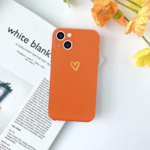 Image of Wirvyuer for iPhone 14 Case Cute Slim Shockproof Phone Case with Wireless Charging Support and Protection, Orange