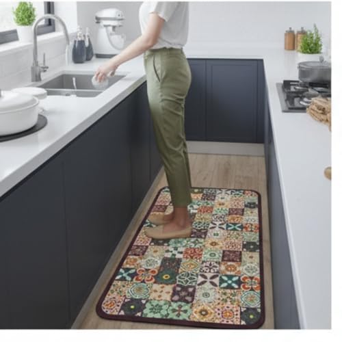 Image of HomeCloud Rubber Kitchen Mats for Floor Set of 2 Pcs | Non-Skid, Soft Absorbent Rugs for Kitchen, Laundry, and Hallway | 120x40cm, 40x60cm| 4mm Thickness