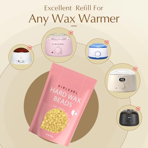 Image of GIRLEARLE Hard Wax Beads, 1lb Honey Wax Beans for Hair Removal, Hard Wax for Sensitive Skin at Home, Wax Refill Perfect for Brazilian Bikini, Legs, Facial, Eyebrow and Full Body for Women and Men