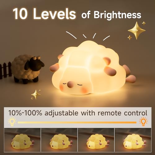 image for NesveCit Remote-Controlled Night Light for Kids, 10-Level Dimmable, 15