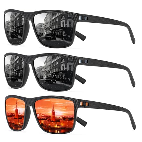 TURBOPEP Square Polarized Sunglasses — Lightweight Black/Red