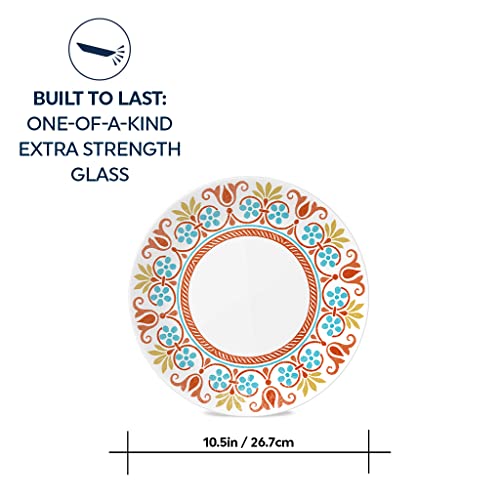 Corelle Vitrelle 10.25" Dinner Plates Set, Triple Layer Glass and Chip Resistant, Lightweight Round Plates, 8-Piece Terracotta Dreams