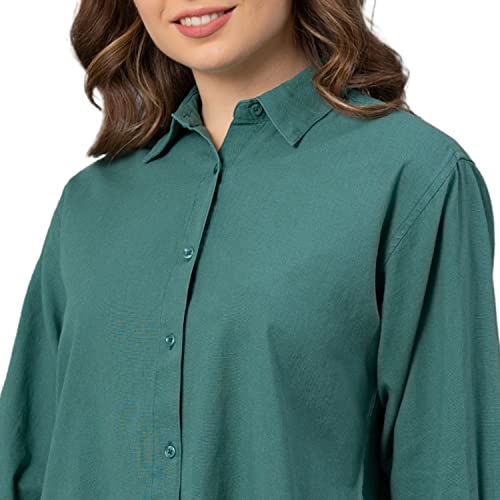 Image of Mode Women's Solid Regular Fit Shirt (MFS0046 Dark Green
