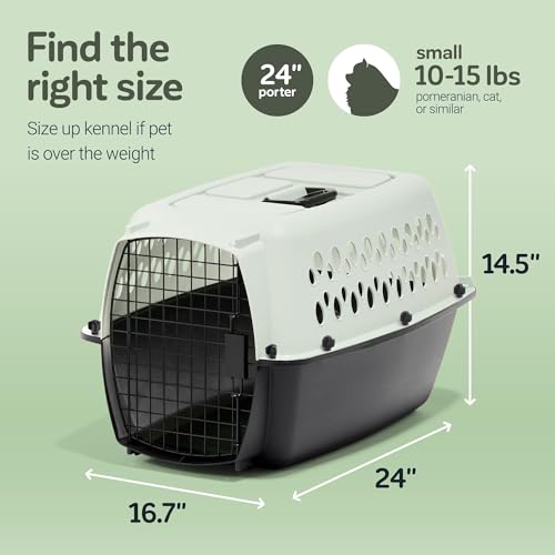 Petmate Pet Porter Fashion Dog Kennel Plastic Crate for Pets 15-20 lbs, Pet Carrier For Home and Travel, Made in USA, 24" L x 14.5" H, Pale Aqua and Black - Image 5