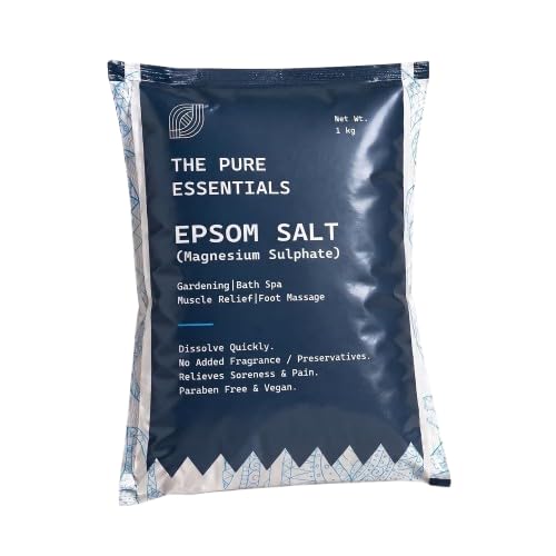 Epsom Bath Salt for Foot Soak & Bath 1 KG - Relieves Aches & Pain | Natural Epsom Salt for Bath, Detox & Relaxation Muscle Pain Relief Bath Salt - Reduces Soreness, Swelling, Stress & Cramps