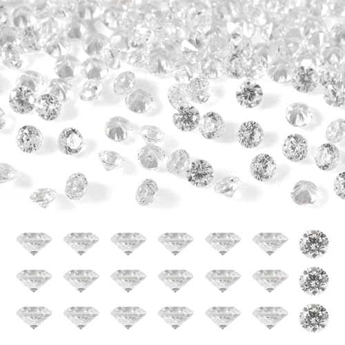 FASHEWELRY 500Pcs 1mm Cubic Zirconia Cabochons Tiny Rhinestone Clear Pointed Back Faceted Crystal Diamante for Nail Art Craft Replacing Jewelry Grade AAA