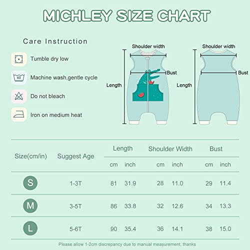Image of MICHLEY Unisex Baby Wearable Blanket Autumn Winter Toddler Sleeveless Sleeping Bag with Feet,Green,3-5T