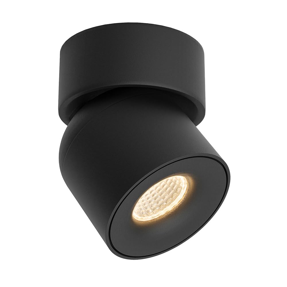Aisilan Schwarz Deckenstrahler LED 9W Dimmbar, 360° Schwenkbar Deckenleuchte Strahler Innen 4000K Modern Drehbar 1 Flammig Deckenlampe Spots für Wohnzimmer, Schlafzimmer, Küche