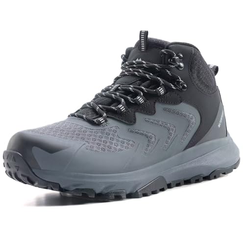 OUTJET Men's Waterproof Hiking Boots Lightweight Comfortable Anti-Slip All-Terrain Outdoor Shoes