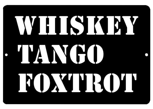 Rogue River Tactical JJ1836 Funny Military Alphabet Tin Sign Wall Decor Man Cave Bar Veteran Acronym Joke Gift Whiskey Tango Foxtrot cover