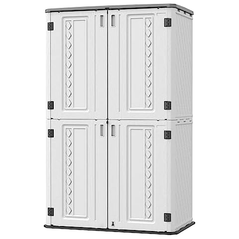 Mrosaa Sheds & Outdoor Storage, 66 Cu.ft Vertical Storage Sheds Outdoor with Floor, Outdoor Storage Cabinet Waterproof for Garage Storage, Pool Storage, Bike Shed, Garden Shed Cover