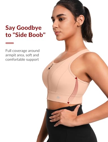 Image of Yvette Front Closure High Impact Sports Bra for Women | Cup Sizes A to DDD Up to 5XL, Sewn in Pads, No Underwire, Breathable Fabric Moisture-Wicking, Easy on and off, Full Coverage