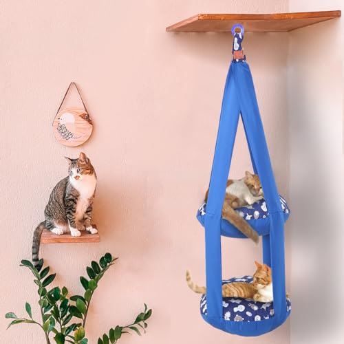 Cama Suspensa para Gatos Dupla (Azul)