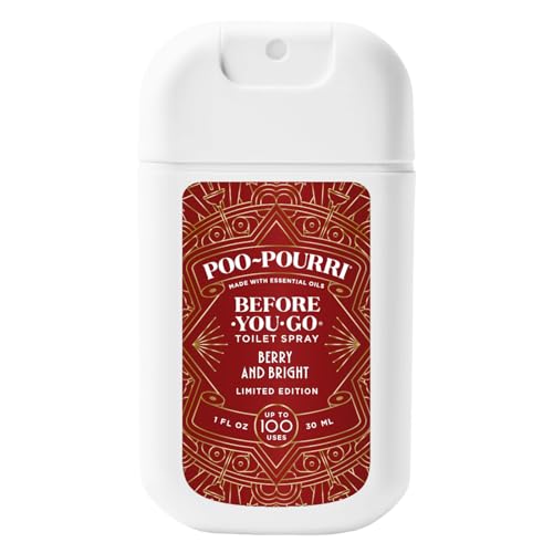 Poo-Pouri Before-You-Go Holiday Pocket Sprayer, Berry and Bright, 1 Fl Oz - Cinnamon, Cranberry and Balsam Fir