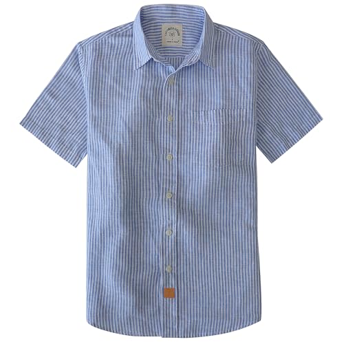 Dubinik® Mens Short Sleeve Button Down Shirts Soft Breathable Summer