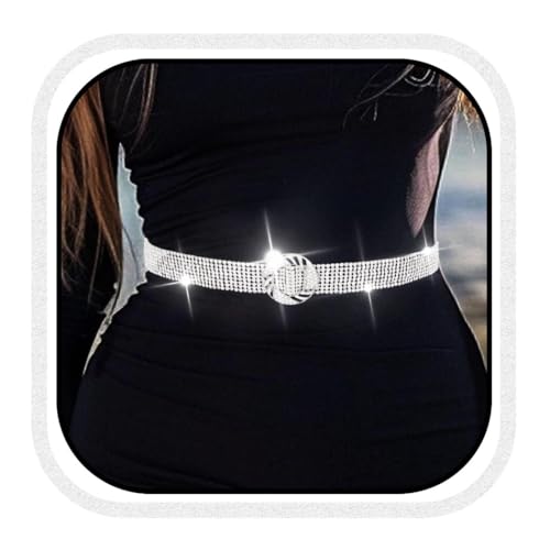 COSYDAYS Sparkly Rhinestone Belts Silver Crystal Dress Belt Fashion Waist Accessories for Women - Main Image