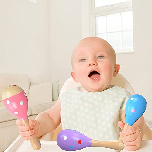 8 stuks houten maraca, gekleurd hout rammelaar zand hamer ei shakers muziek percussie speelgoed voor kinderen peuters… - Image 5