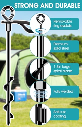 Image of Trampoline Anchors - Heavy Duty Trampoline Stakes - Ground Anchors Resistant High Wind - Ground Stakes Heavy Duty with Straps