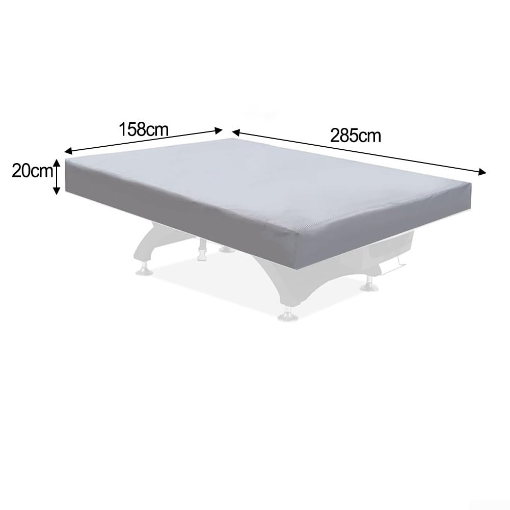 Copertura per tavolo da biliardo resistente alle intemperie con panno in poliestere 210D durevole e coulisse elastica per un uso esterno sicuro (grigio, 2,4 m)