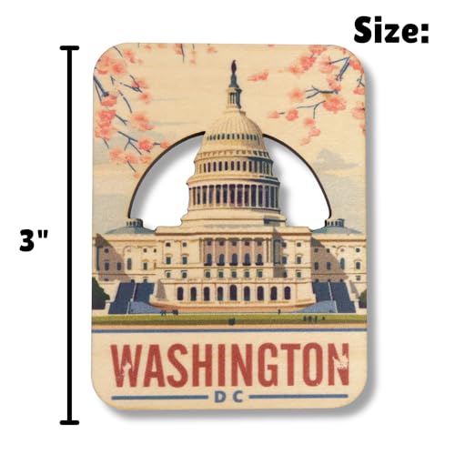 Imán de Madera Washington DC Capitol Building 3 x 2.25 in miniatura 5