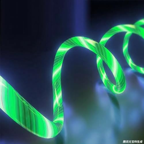 Image of USB A to USB C Fast Charging Cable with LED Light, High-Speed Data Sync & Night Light for Smartphones, Tablets & Type-C Devices-39 inches Green
