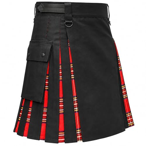 Image of Men's Utility Tartan Kilt, Scottish Kilts for Men with Cargo Pockets & Adjustable Leather Straps