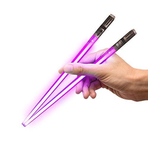 Image of Chop Sabers Light Up LightSaber Chopsticks Set, 2 Pairs, Red & Purple