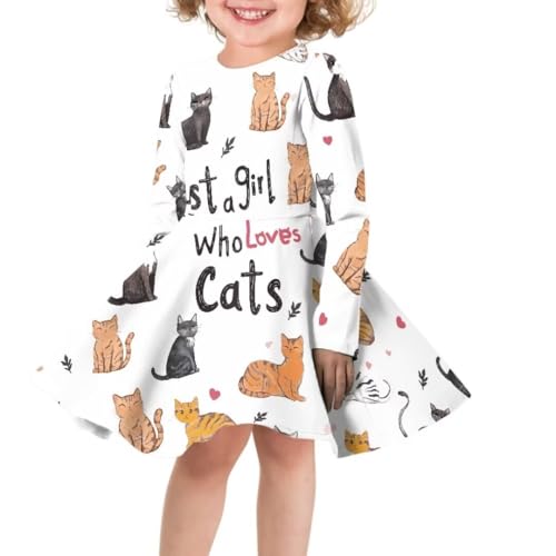 Pinupub Animal Graphic Dress for Girls Back to School Cute Long Sleeve Crew Neck Casual Midi Dresses3
