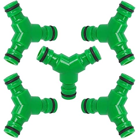 Pireunthera 5 Pcs Y Splitter Quick Connector No Leaking 3 Way Splitter Garden Hose Splitter Hose Connector Outdoor for Gardening Irrigation Needs, Green Cover