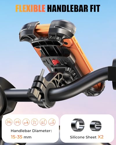 Image of Zewdov Bike Phone Mount [Secure Grip][Anti-Drop], Upgrade Bike Phone Holder [1s Stable Lock], 360 Rotatable Phone Holder for Mountain Bike /ATV, Fits for iPhone /Samsung 4.7-6.9 inch, Screw Mount
