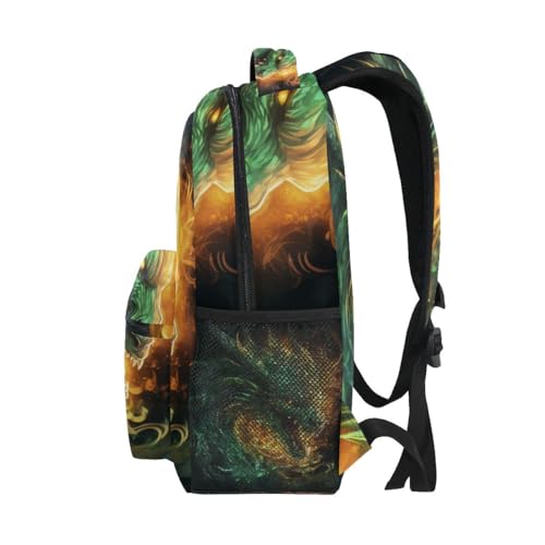 Mochila escolar com dragão de fogo para meninos, meninas, adolescentes, casual, bolsa de viagem para