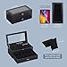AUTOARK Leather & Velvet 24 Watch Box Glass Top Jewelry Display Drawer Lockable Case Organizer,Removable Black Watch Pillows,Black,MKAW035