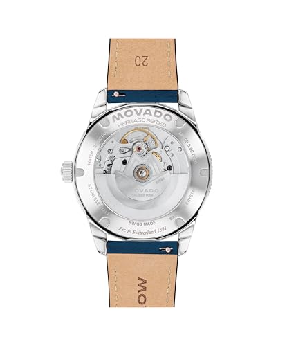 Movado Heritage Calendoplan S Men's Luxury Automatic Watch - Swiss Self-Winding Movement, Leather Strap, Water Resistance 100 Meters (10ATM) - Classic Mechanical Timepiece - Gift for Him - 40mm3