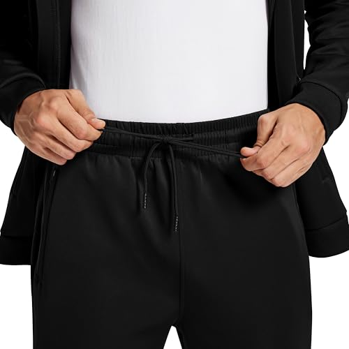 MoFiz Men Track Suits 2 Piece Set Athletic Windbreak Jacket Sweat Pants Jogging Suit For Men Sportwear Casual Full Zip Jogging Sweat Suit Black L